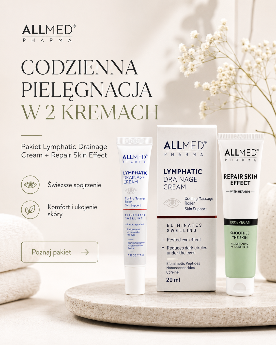 Zestaw pielęgnacyjny — krem pod oczy + krem regenerujący